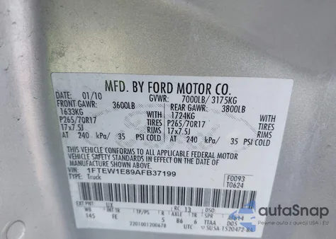 2010 Ford F-150 Xl/Xlt from USA, damaged, VIN 1FTEW1E89AFB37199